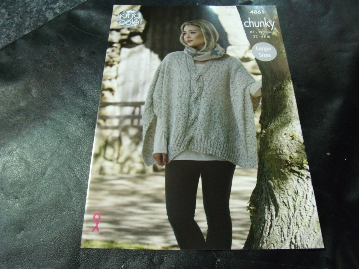 4861 King Cole chunky ladies poncho knitting pattern – Wool And